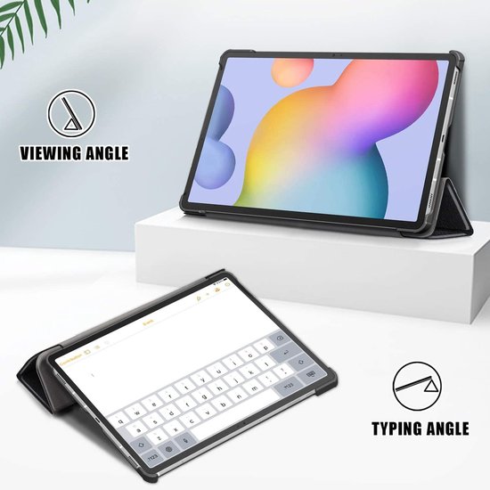 Samsung Tab S8 Plus Cover Book Case Smart Cover Zwart - Samsung Galaxy Tab S8 Plus Cover - Samsung Tab S7 FE Cover Bookcase - Tab S7 Plus Cover Trifold Cover - Tablet Cover 12,4"