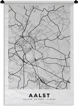 Wandkleed - Wanddoek - Zwart Wit – België – Plattegrond – Stadskaart – Kaart – Aalst - 60x90 cm - Wandtapijt