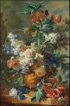 Walljar - Van Huysum - Stilleven met Bloemen en Vlinders - Muurdecoratie - Plexiglas schilderij