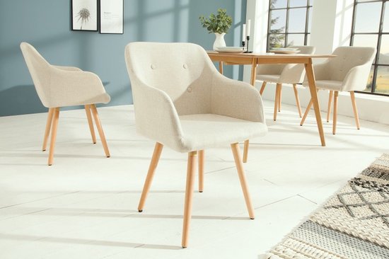 Retro design stoel SCANDINAVIA MEISTERSTÜCK beige met armleuning - 36824
