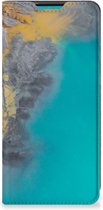 Hoesje Geschikt voor Samsung Galaxy A73 Flip Case Marble Blue Gold