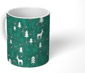 Mok - Koffiemok - Sneeuw - Rendier - Boom - Patronen - Kerst - Mokken - 350 ML - Beker - Koffiemokken - Theemok