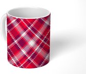 Mok - Koffiemok - Roze - Patronen - Tartan - Plaid - Retro - Mokken - 350 ML - Beker - Koffiemokken - Theemok