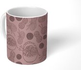 Mok - Koffiemok - Breien - Roze - Patroon - Mokken - 350 ML - Beker - Koffiemokken - Theemok