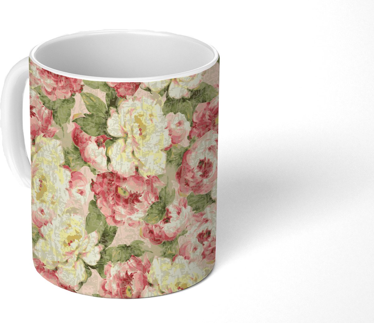 Mok - Koffiemok - Rozen - Vintage - Patronen - Mokken - 350 ML - Beker - Koffiemokken - Theemok