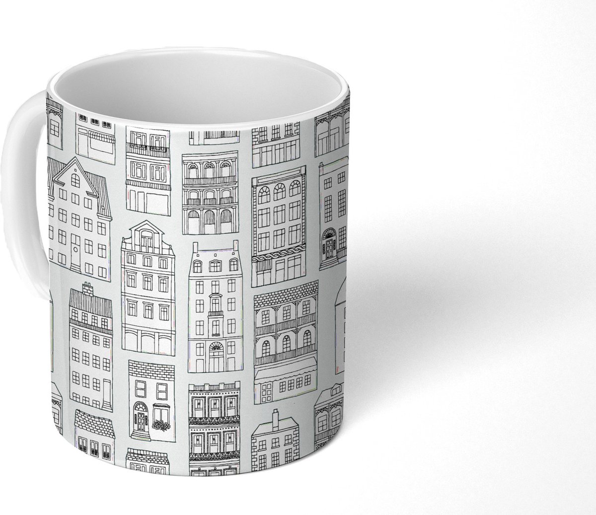 Mok - Koffiemok - Patronen - Huis - Skyline - Mokken - 350 ML - Beker - Koffiemokken - Theemok