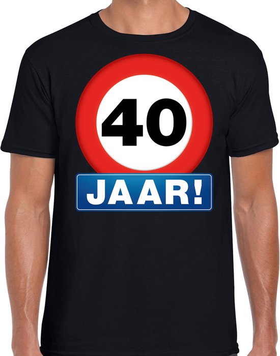 Stopbord 40 jaar verjaardag t-shirt zwart heren 40e