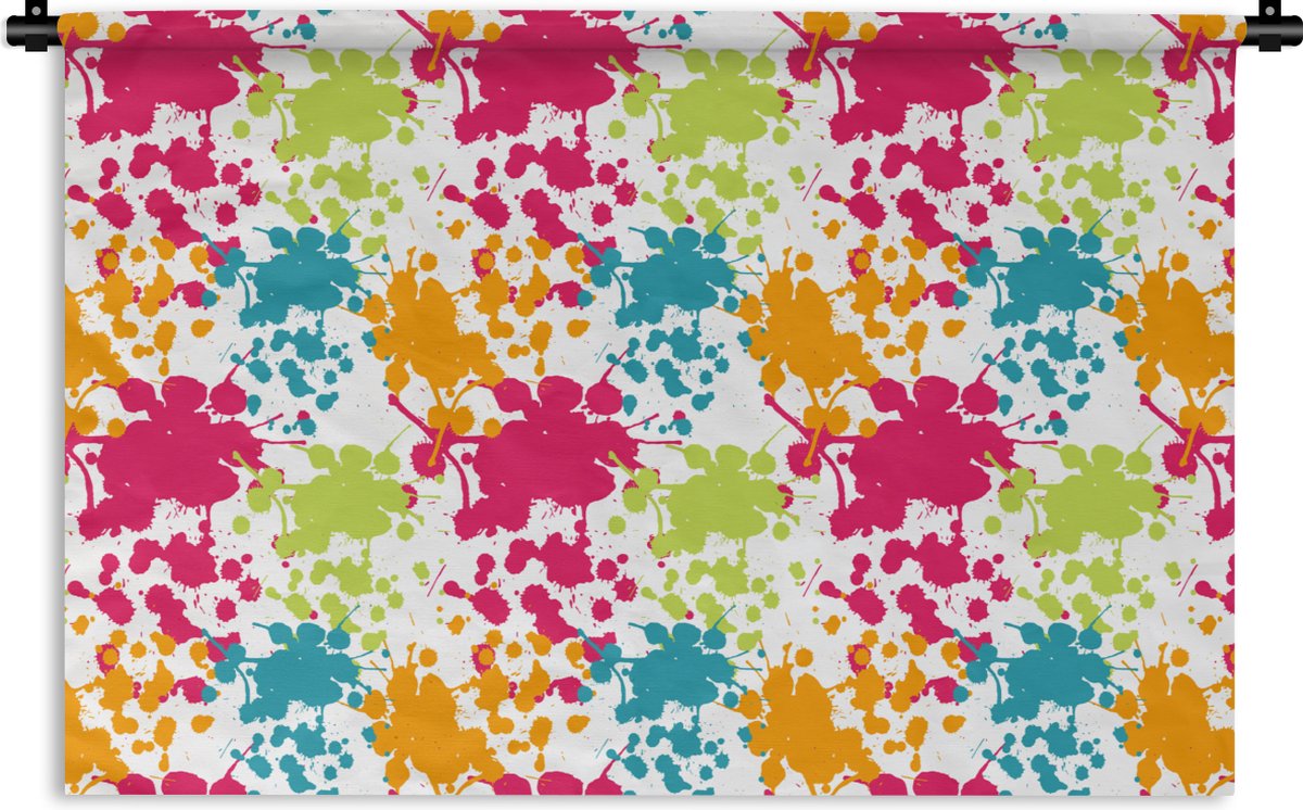 Wandkleed - Wanddoek - Patronen - Verf - Regenboog - 120x80 cm - Wandtapijt