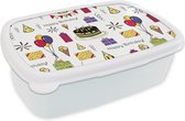 Broodtrommel Wit - Lunchbox - Brooddoos - Design - Verjaardag - Feest - 18x12x6 cm - Volwassenen
