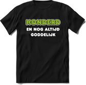 100 Jaar Goddelijk - Feest kado T-Shirt Heren / Dames - Wit / Groen - Perfect Verjaardag Cadeau Shirt - grappige Spreuken, Zinnen en Teksten. Maat L