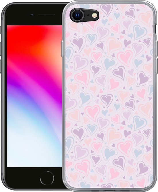 Coque iPhone SE 2020 - Meiden - Hartjes - Motifs - Fille - Kids - Enfants - Coque de téléphone en Siliconen