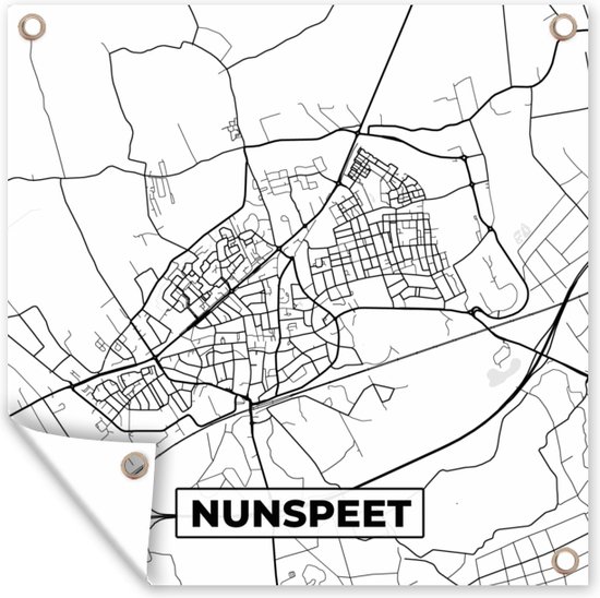 Tuinposters Nunspeet - Plattegrond - Stadkaart - Kaart - 50x50 cm - Stadskaart - Tuindoek - Buitenposter