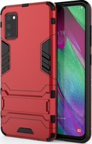 Mobigear Hoesje geschikt voor Samsung Galaxy A41 Telefoonhoesje Hardcase | Mobigear Armor Stand Backcover Shockproof met Standaard | Schokbestendig Galaxy A41 Telefoonhoesje | Anti Shock Proof - Rood