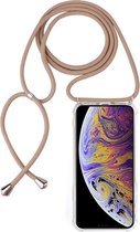 Mobigear Telefoonhoesje geschikt voor Apple iPhone XS Max Flexibel TPU | Mobigear Lanyard Hoesje met koord - Transparant / Bruin
