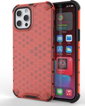 Mobigear Honeycomb - Telefoonhoesje geschikt voor Apple iPhone 13 Shockproof Hardcase Hoesje - Rood