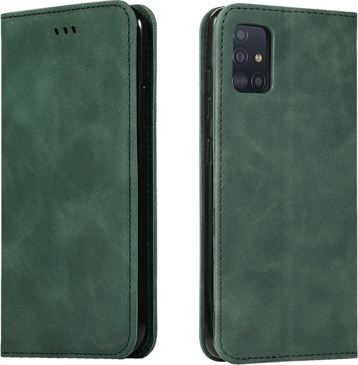 Mobigear Telefoonhoesje geschikt voor Samsung Galaxy A71 Hoesje | Mobigear Retro Slim Bookcase Portemonnee | Pasjeshouder voor 2 Pasjes | Telefoonhoesje voor Pinpas / OV Kaart / Rijbewijs - Groen