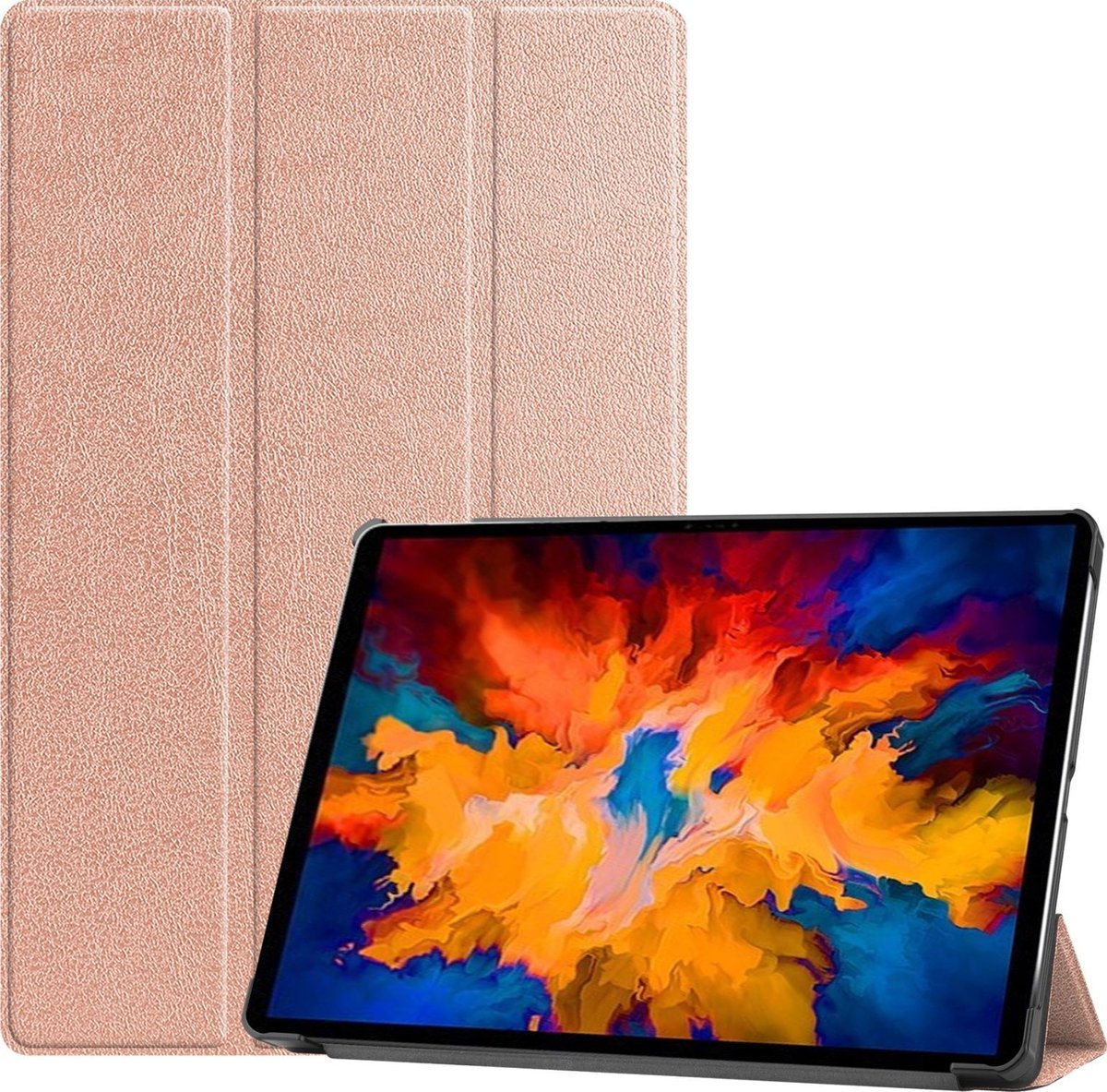Mobigear Tablethoes geschikt voor Lenovo Tab P11 Pro Gen 1 Hoes | Mobigear Tri-Fold Bookcase - Rose Gold