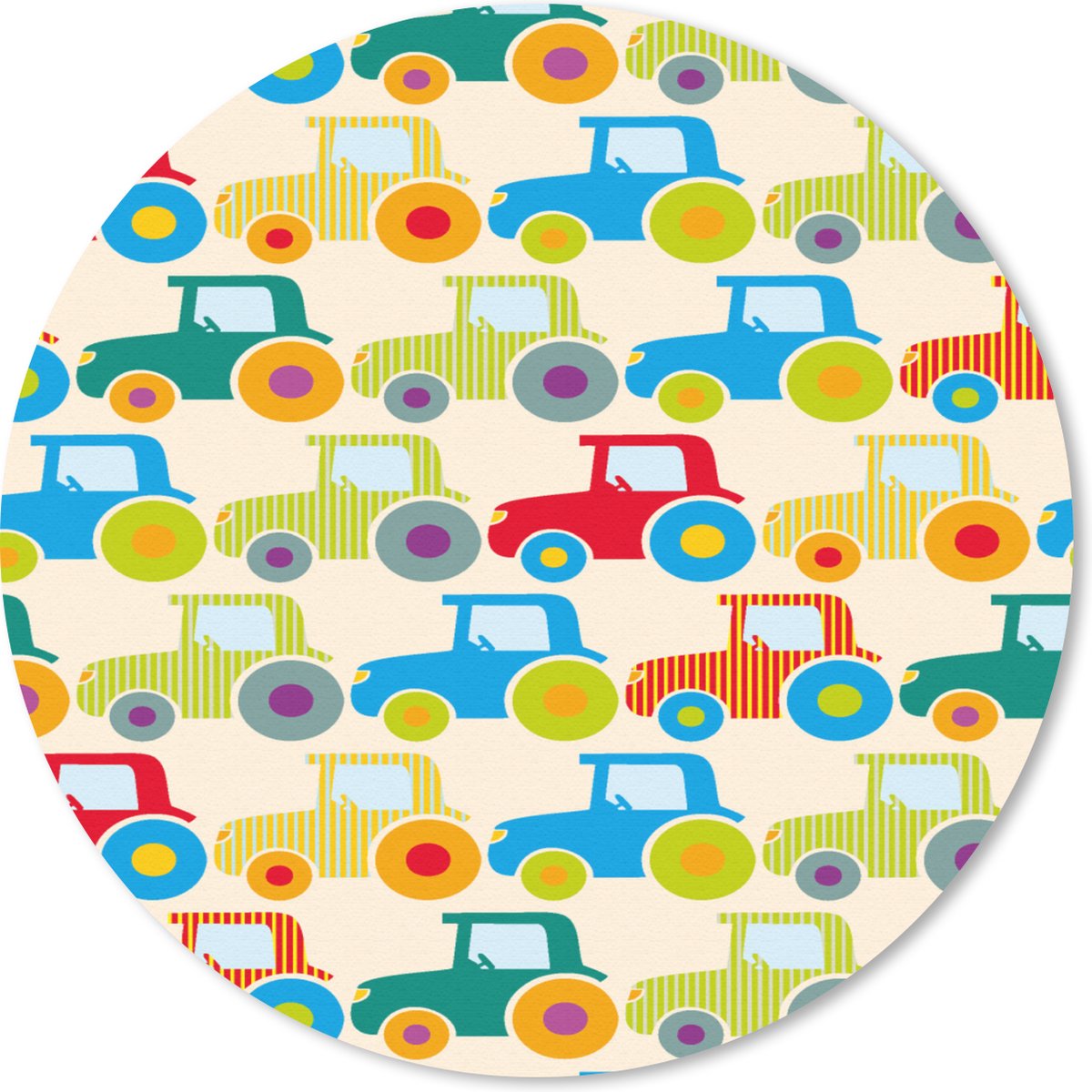 Muismat rond 50x50 cm - Mousepad Patronen - Trekker - Kleuren - Jongetje - Jongens - Kinderen - Kids - Ronde muismatten