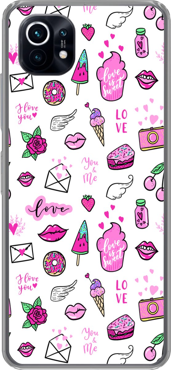 Telefoonhoesje Geschikt voor Xiaomi Mi 11 hoesje - Meiden - Liefde - IJs - Patronen - Girl - Kids - Kinderen - Kindje - Siliconen Telefoonhoesje Telefoonhoesje