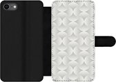 Bookcase Geschikt voor iPhone 8 telefoonhoesje - Patronen - Zilver - Retro - Met vakjes - Wallet case met magneetsluiting