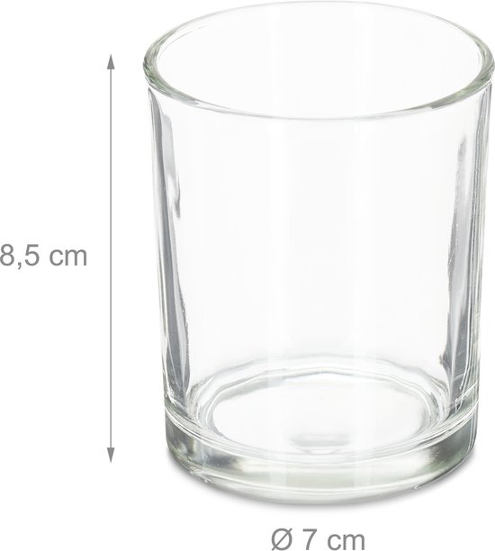Relaxdays - lot de 12 - verres pour bougies chauffe-plat - verre - 8,5 x 7 cm - transparent
