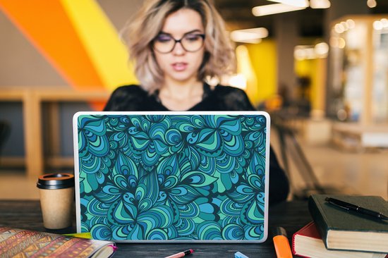 Laptop sticker - 15.6 inch - Design - Vintage - Blauw - Turquoise - SleevesAndCases
