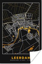 Poster Leerdam - Black and Gold - Stadskaart - Plattegrond - Kaart - 60x90 cm