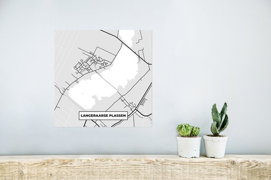 Poster Plan de la ville - Langeraarse Plassen - Pays- Nederland - Plan - Plan d'étage - 30x30 cm