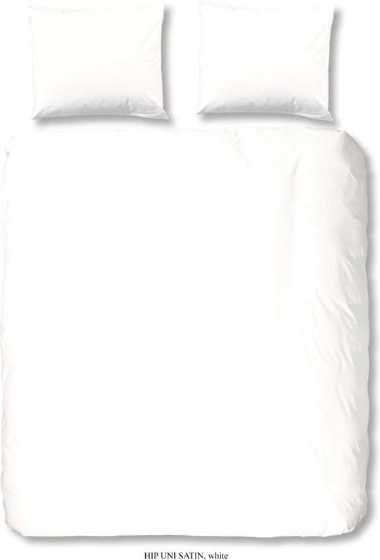 HIP dekbedovertrek effen kleur - 1 persoons 140x200/220 cm - Wit - 100% Katoen satijn
