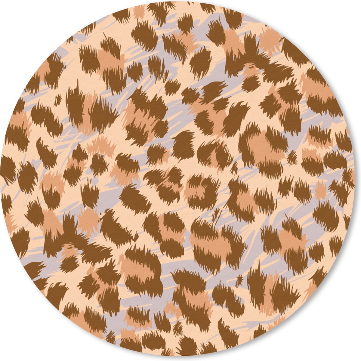 Muismat rond 20x20 cm - Mousepad Dierenprint - Panter - Bruin - Patronen - Ronde muismatten