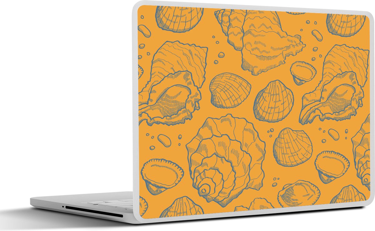 Laptop sticker - 15.6 inch - Schelpen - Geel - Oranje - Patronen - 36x27,5cm - Laptopstickers - Laptop skin - Cover