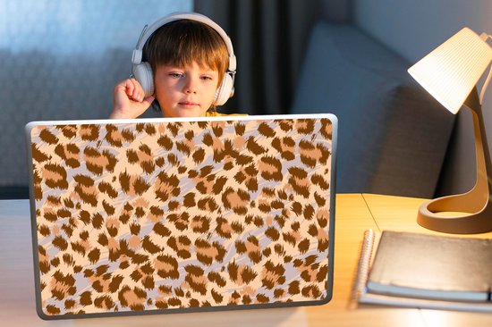 Sticker ordinateur portable - 17,3 pouces - Imprimé animalier - Panthère - Marron - Motifs