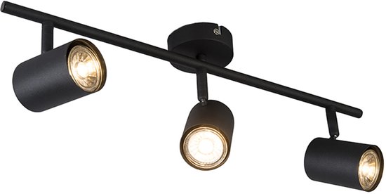 QAZQA jeana - Moderne Plafondspot | Spotje | Opbouwspot - 3 lichts - L 530 mm - Zwart - Woonkamer | Slaapkamer | Keuken