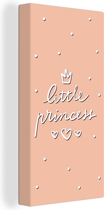 Canvas Schilderij Quotes - Little princess - Spreuken - Meisjes - Kids - Baby - Meiden - 20x40 cm - Wanddecoratie