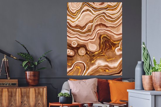 Stickers muraux - Marbre - Or - Cercle - 90x120 cm - Feuille adhésive