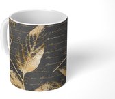 Mok - Goud - Bladeren - Zwart - 350 ML - Beker - Uitdeelcadeautjes