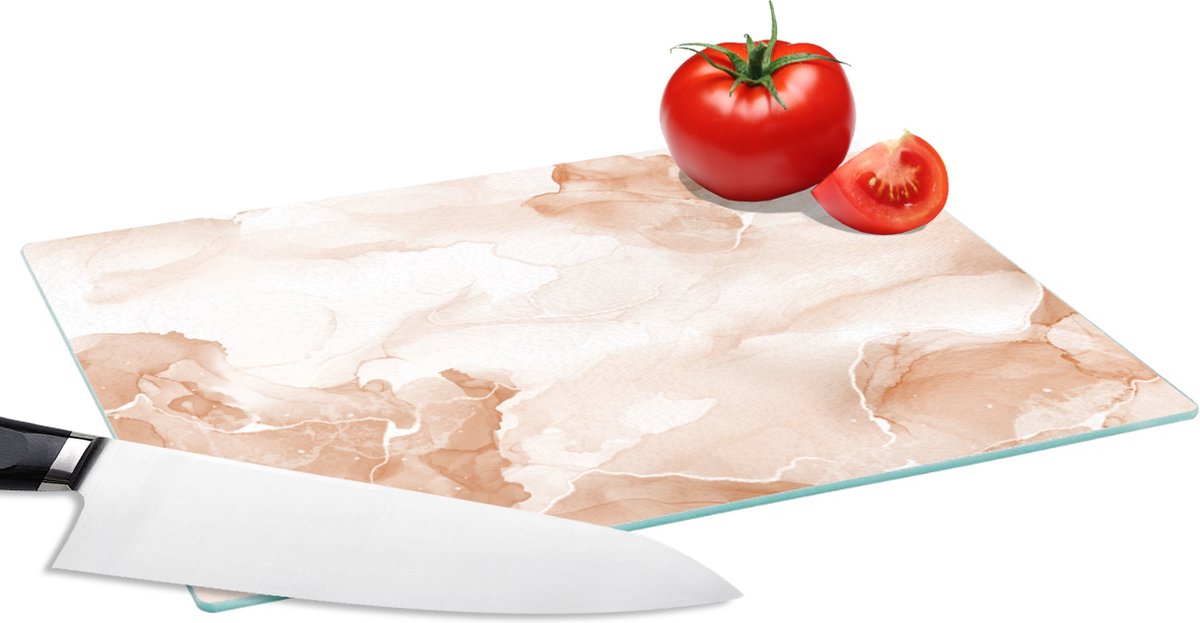 Glazen Snijplank - 28x20 - Marmer - Rood - Wolken - Snijplanken Glas