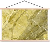 Posterhanger incl. Poster 90x60 cm - Schoolplaat - Geel - Wit - Keien - Graniet - Textielposter - Blanke latten