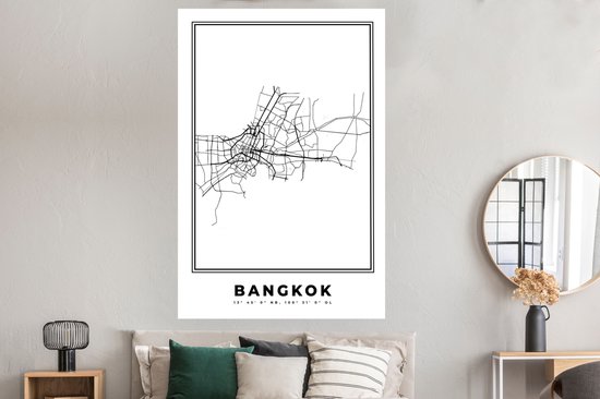 Poster Bangkok - Thaïlande - Carte - 120x180 cm XXL - Plan de la ville