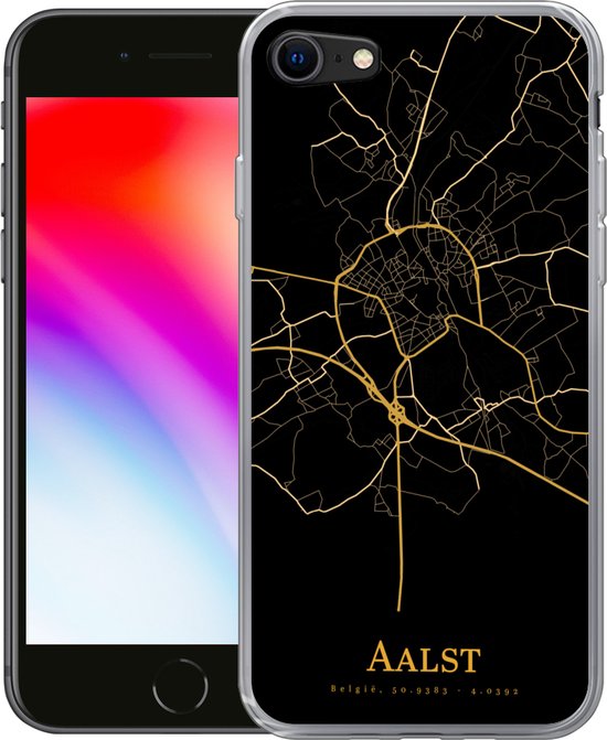 Coque iPhone SE 2020 - Alost - Carte - Or - Coque de téléphone en Siliconen