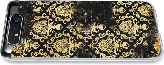 Coque Samsung Galaxy A80 - Zwart - Ornement - Or - Coque de téléphone en Siliconen