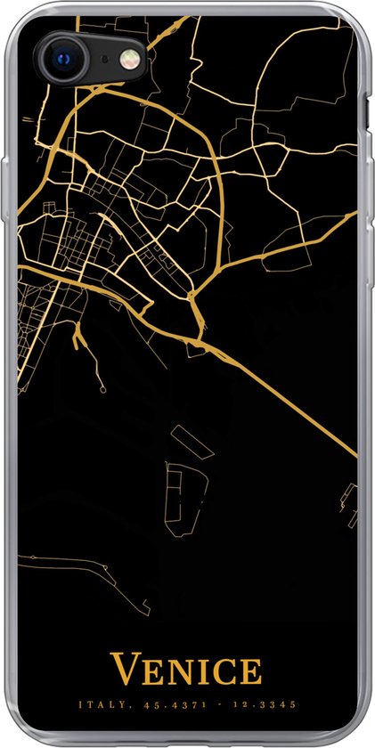 Coque iPhone SE 2020 - Venetië - Carte - Or - Coque de téléphone en Siliconen