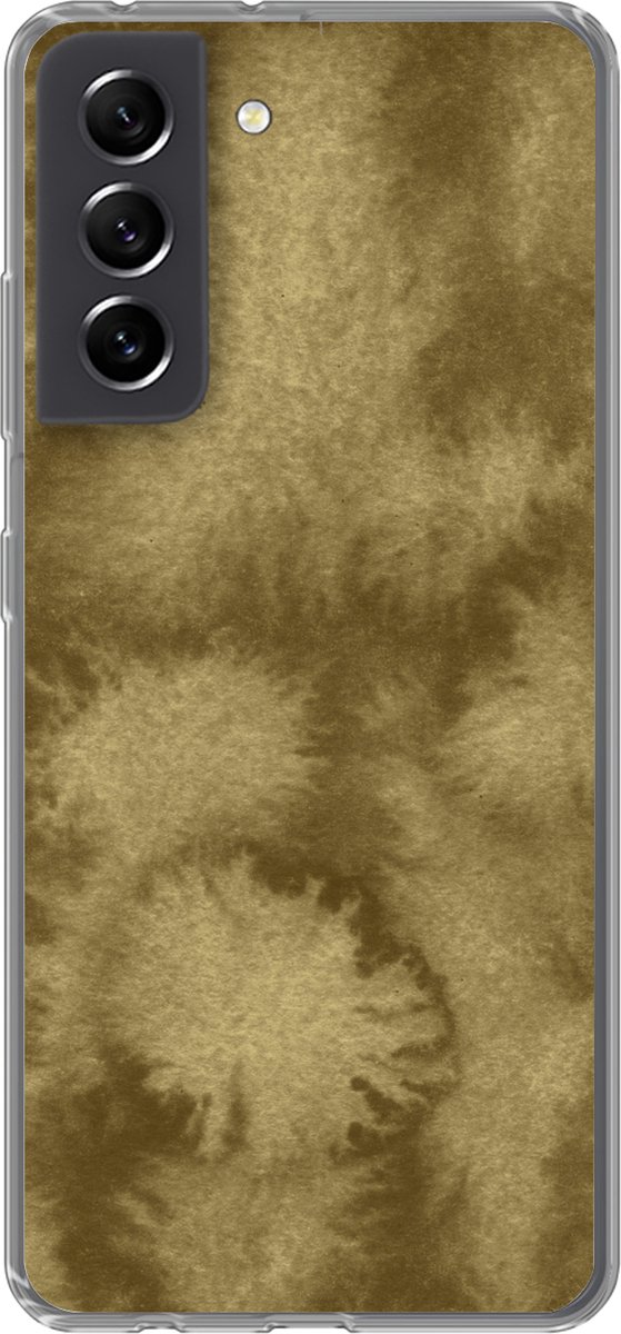 Telefoonhoesje Geschikt voor Samsung Galaxy S21 FE hoesje - Goud - Verf - Abstract - Siliconen Telefoonhoesje Telefoonhoesje