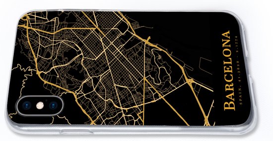 Coque pour iPhone Xs - Barcelona - Carte - Or - Coque de téléphone en Siliconen