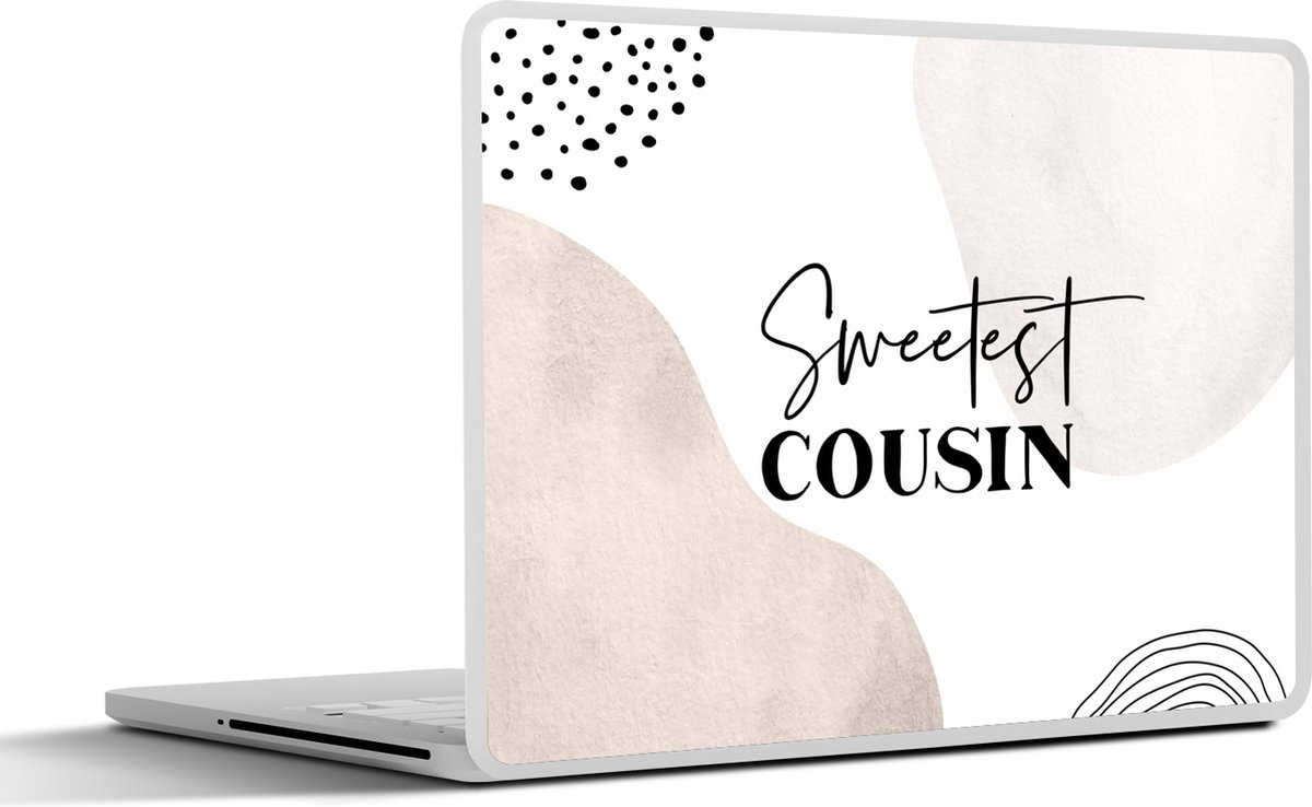 Laptop sticker - 10.1 inch - Quote - Familie - Bruin - Cousin - 25x18cm - Laptopstickers - Laptop skin - Cover