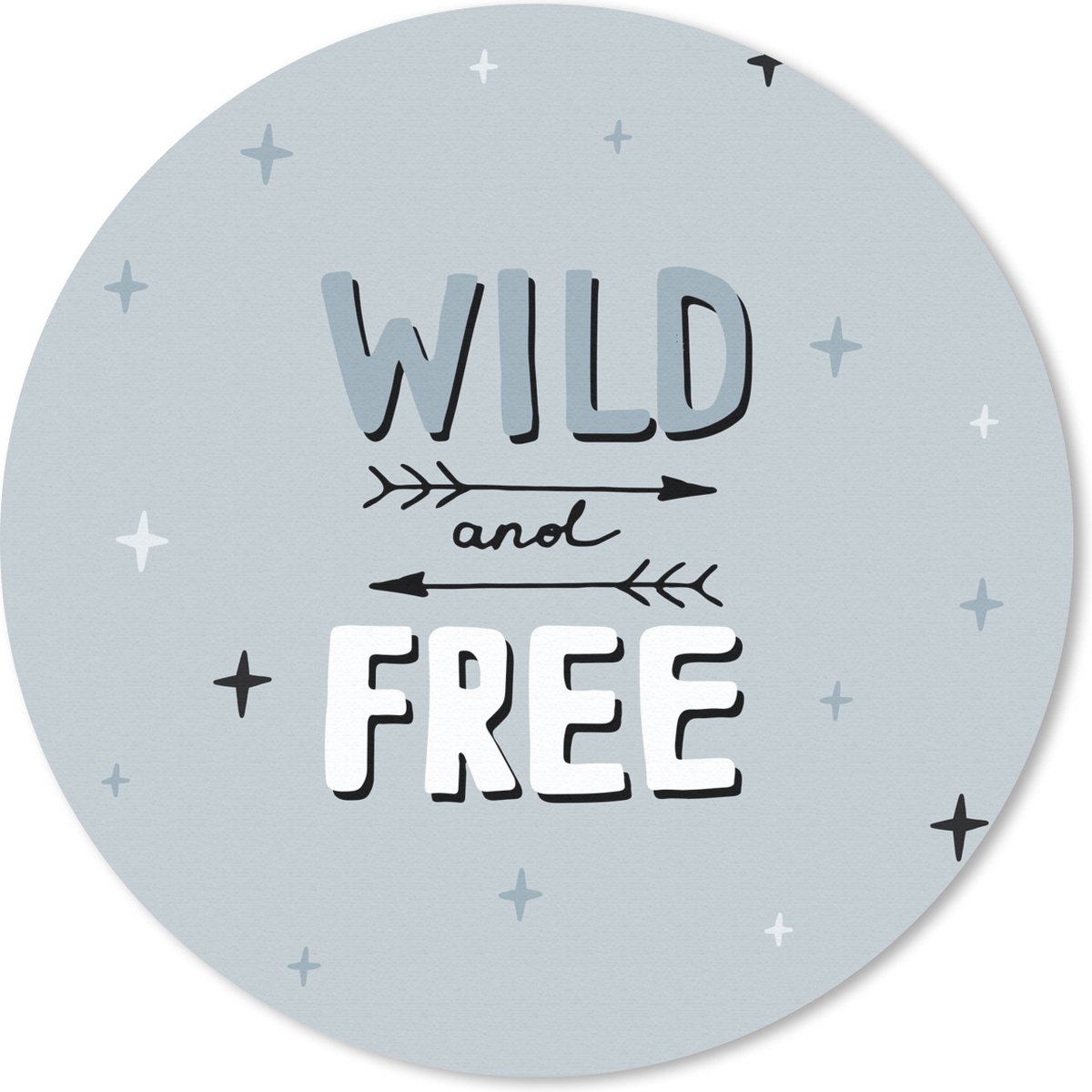 Muismat rond 30x30 cm - Mousepad Wild and free - Quotes - Spreuken - Kinderen - Kids - Baby - Jongens - Meiden - Ronde muismatten