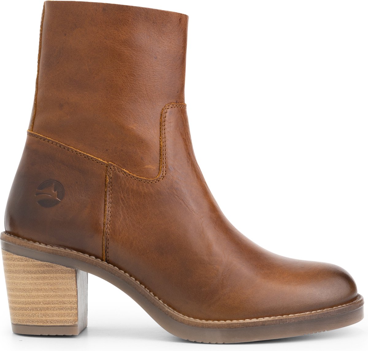 Travelin' Morlaix Dames Leren Enkellaarzen met hak - Nette schoenen vrouwen  - Cognac | bol.com