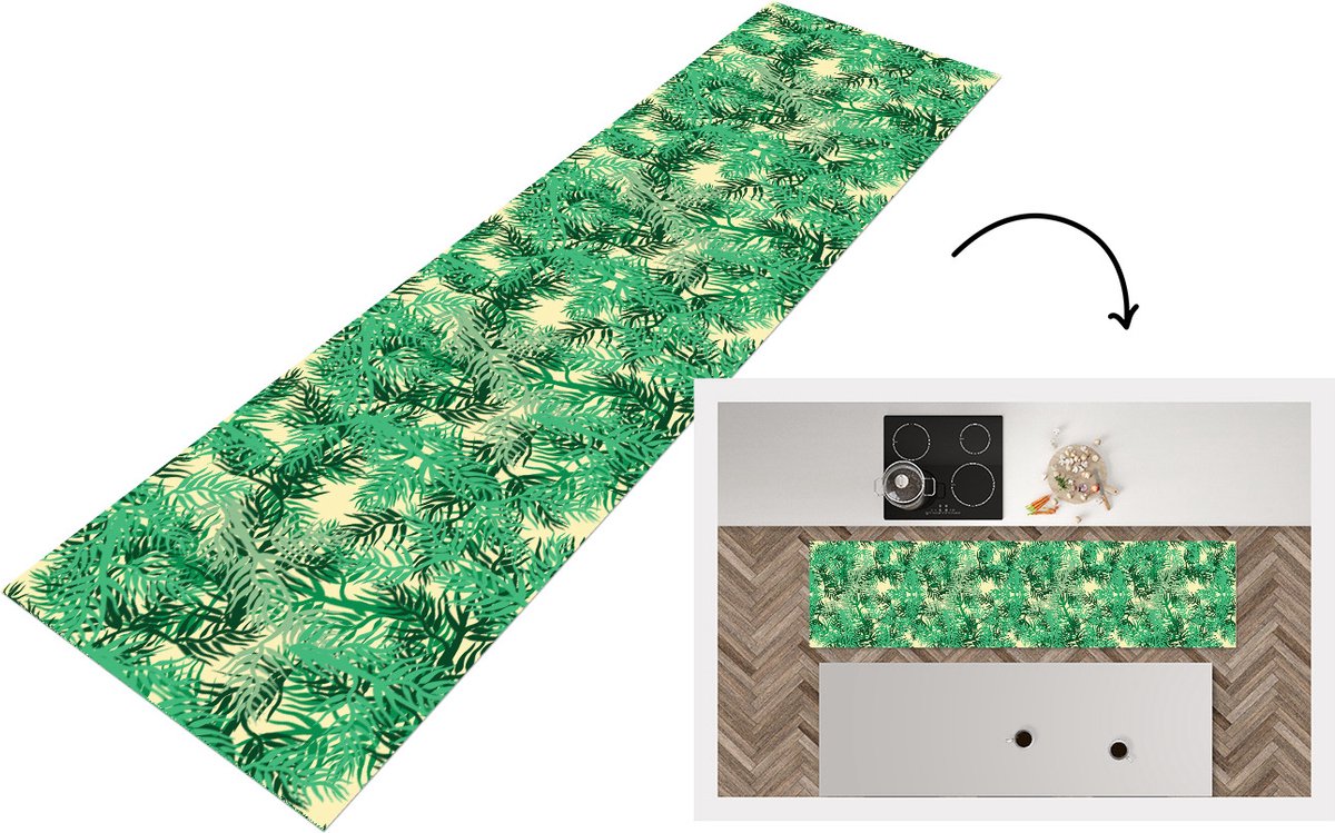 KitchenYeah Keukenloper - Loper keuken - Jungle - Patronen - Camouflage - 240x60 cm - Keukenloper vinyl Multicolor
