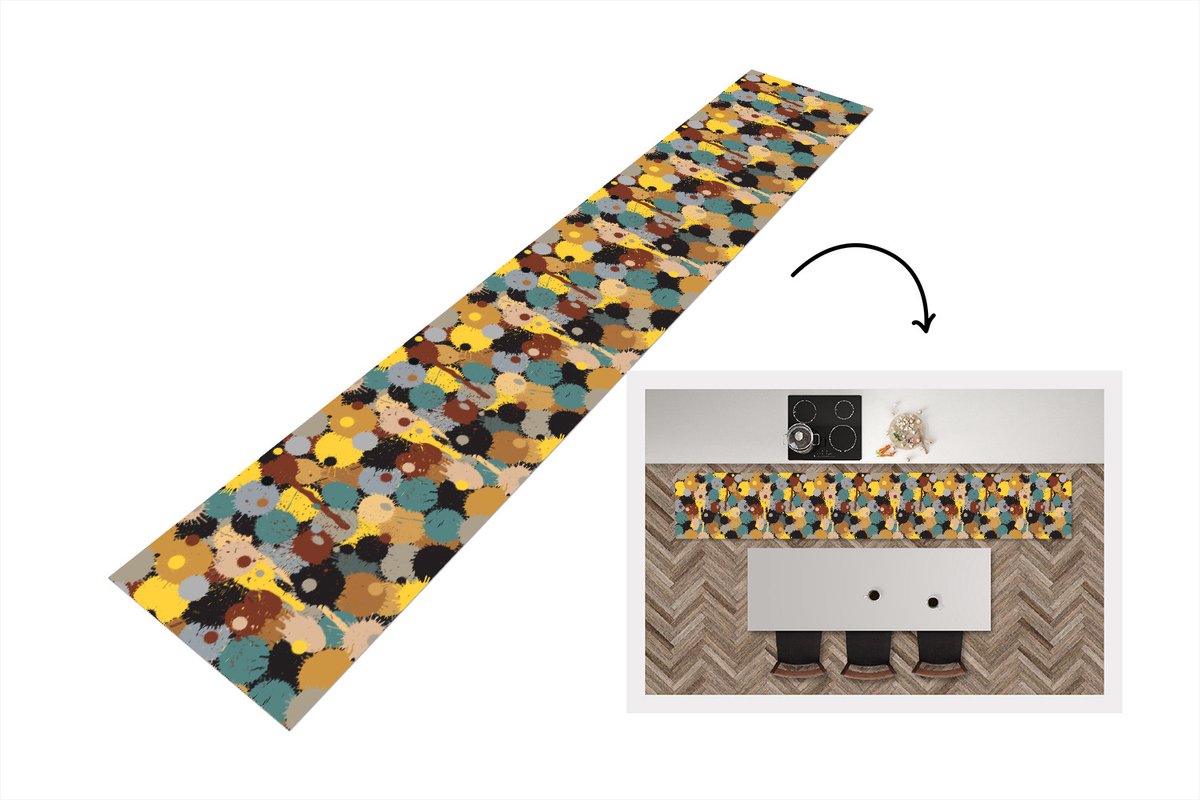 KitchenYeah Keukenloper - Loper keuken - Paintball - Camouflage - Patronen - Verf - 300x50 cm - Keukenloper vinyl Multicolor