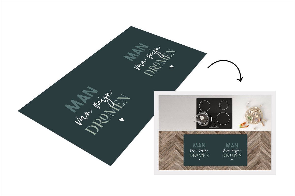 KitchenYeah Keukenloper - Loper keuken - Quote - Man - Man van mijn dromen - Spreuken - 120x60 cm - Keukenloper vinyl Multicolor